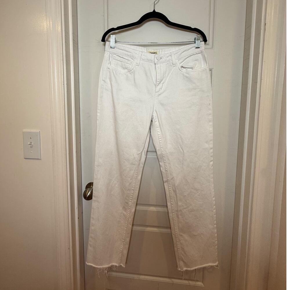 L'Agence Mid Rise Straight Leg Raw Hem Jeans White Size 27